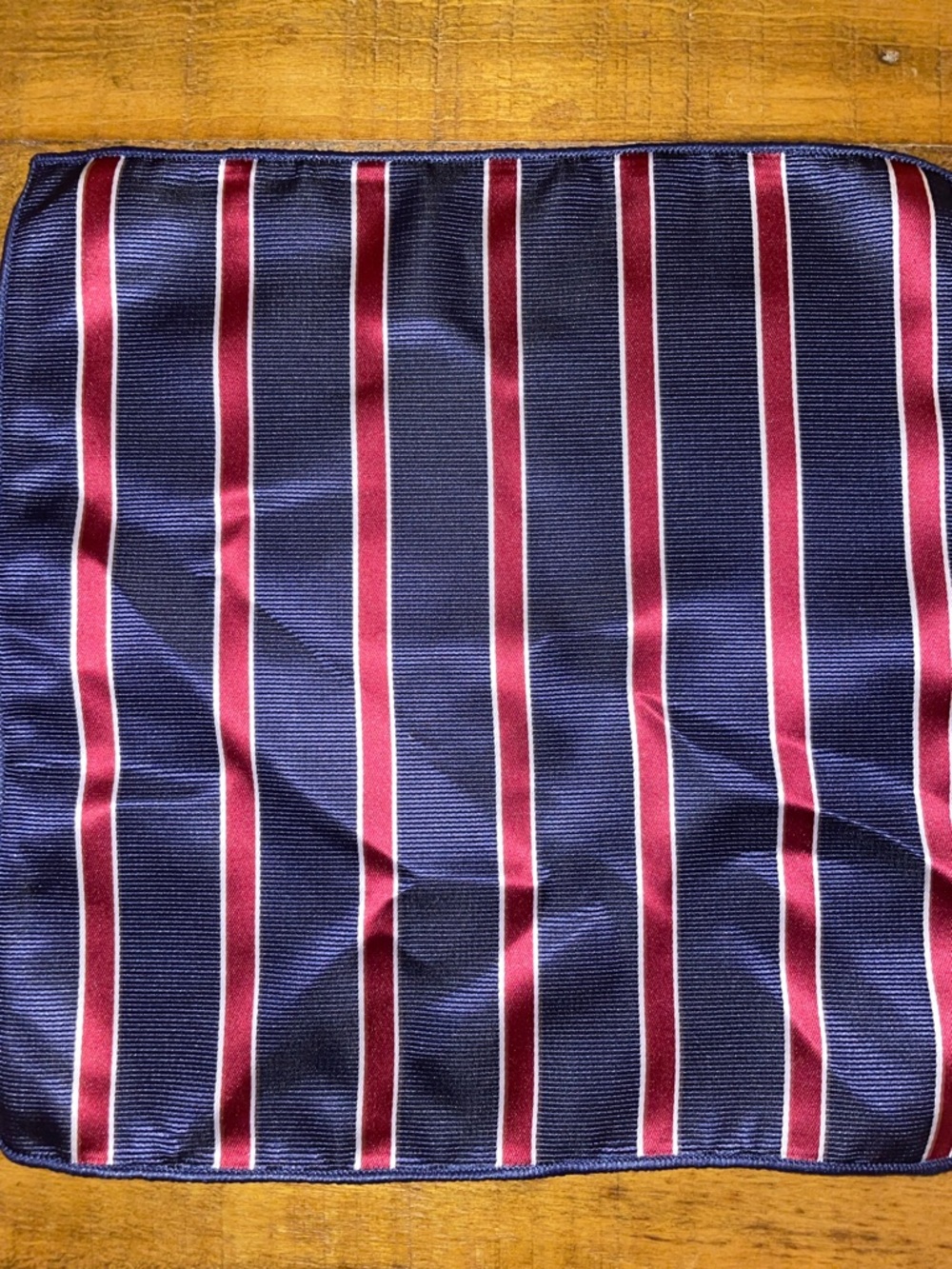 Navy and Burgundy Striped Pocket Square / Handkerchief